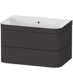 Duravit Happy D.2 Plus furniture vanity unit HP4637N8080 77.5 x 49 cm, without tap hole, graphite super matt, 2 drawers