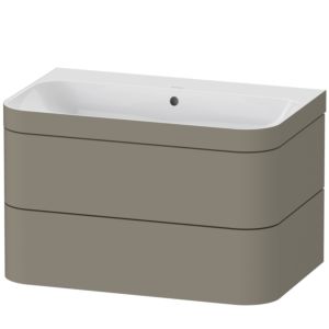 Duravit Happy D.2 Plus vanity unit HP4637N9292 77.5 x 49 cm, without tap hole, stone gray satin finish, 2 drawers