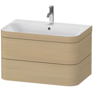 Duravit Happy D.2 Plus vanity unit HP4637O7171 77.5 x 49 cm, 1 tap hole, Mediterranean oak, 2 drawers
