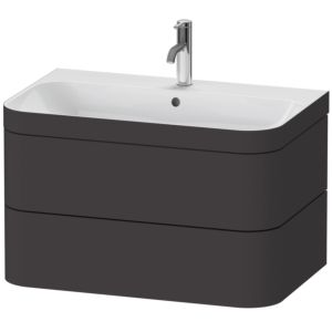 Duravit Happy D.2 Plus vanity unit HP4637O8080 77.5 x 49 cm, 1 tap hole, graphite super matt, 2 drawers