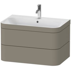 Duravit Happy D.2 Plus meuble sous-vasque HP4637O9292 77,5 x 49 cm, 1 trou pour robinetterie, finition gris pierre satiné, 2 tiroirs