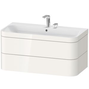 Duravit Happy D.2 Plus Möbelwaschtisch-Unterschrank HP4638E2222 97,5 x 49 cm, 2 Hahnlöcher, weiß hochglanz, 2 Schubkästen