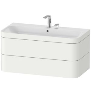 Duravit Happy D.2 Plus vanity unit HP4638E3636 97.5 x 49 cm, 2 tap holes, white satin finish, 2 drawers