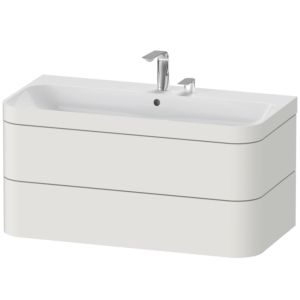Duravit Happy D.2 Plus Möbelwaschtisch-Unterschrank HP4638E3939 97,5 x 49 cm, 2 Hahnlöcher, nordic weiß seidenmatt, 2 Schubkästen