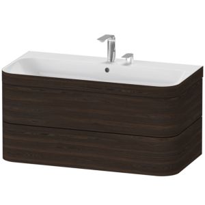 Duravit Happy D.2 Plus vanity unit HP4638E6969 97.5 x 49 cm, 2 tap holes, brushed walnut, 2 drawers