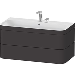 Duravit Happy D.2 Plus vanity unit HP4638E8080 97.5 x 49 cm, 2 tap holes, graphite super matt, 2 drawers