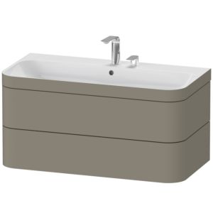 Duravit Happy D.2 Plus Möbelwaschtisch-Unterschrank HP4638E9292 97,5 x 49 cm, 2 Hahnlöcher, steingrau seidenmatt, 2 Schubkästen