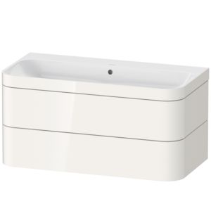 Duravit Happy D.2 Plus Möbelwaschtisch-Unterschrank HP4638N2222 97,5 x 49 cm, ohne Hahnloch, weiß hochglanz, 2 Schubkästen