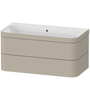 Duravit Happy D.2 Plus vanity unit HP4638N6060 97.5 x 49 cm, without tap hole, taupe satin finish, 2 drawers