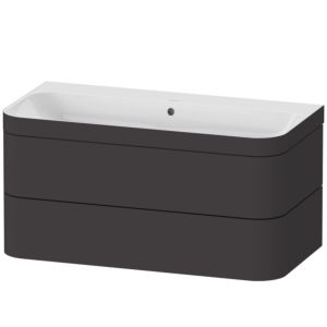 Duravit Happy D.2 Plus Möbelwaschtisch-Unterschrank HP4638N8080 97,5 x 49 cm, ohne Hahnloch, graphit supermatt, 2 Schubkästen