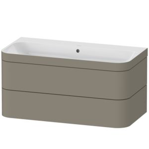 Duravit Happy D.2 Plus meuble sous-vasque HP4638N9292 97,5 x 49 cm, sans trou pour robinetterie, finition gris pierre satiné, 2 tiroirs