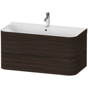 Duravit Happy D.2 Plus vanity unit HP4638O6969 97.5 x 49 cm, 1 tap hole, brushed walnut, 2 drawers