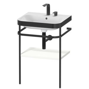 Duravit Happy D.2 Plus Möbelwaschtisch-Kombination HP4735E3636 57,5 x 49 cm, 2 Hahnlöcher, weiß seidenmatt, mit Metallkonsole