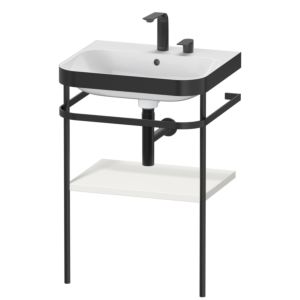 Duravit Happy D.2 Plus Möbelwaschtisch-Kombination HP4735E3939 57,5 x 49 cm, 2 Hahnlöcher, nordic weiß seidenmatt, mit Metallkonsole