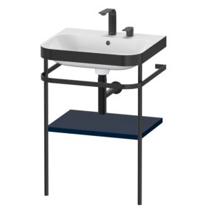 Duravit Happy D.2 Plus Möbelwaschtisch-Kombination HP4735E9898 57,5 x 49 cm, 2 Hahnlöcher, nachtblau seidenmatt, mit Metallkonsole
