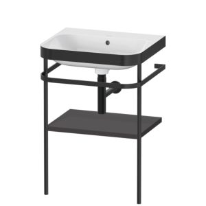 Duravit Happy D.2 Plus furniture washbasin combination HP4735N8080 57.5 x 49 cm, without tap hole, graphite super matt, with metal console