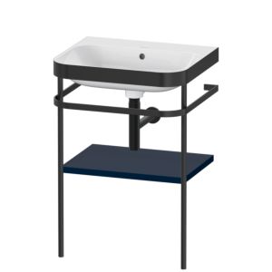 Duravit Happy D.2 Plus furniture washbasin combination HP4735N9898 57.5 x 49 cm, without tap hole, midnight blue satin finish, with metal console
