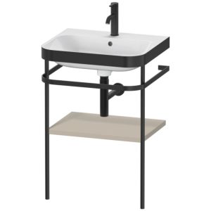 Duravit Happy D.2 Plus Möbelwaschtisch-Kombination HP4735O6060 57,5 x 49 cm, 1 Hahnloch, taupe seidenmatt, mit Metallkonsole