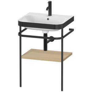 Duravit Happy D.2 Plus combinaison lavabo pour meuble HP4735O7171 57,5 x 49 cm, 1 trou pour robinetterie, chêne méditerranéen, avec console en métal