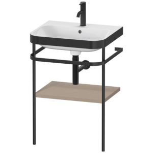 Combinaison lavabo pour meuble Duravit Happy D.2 Plus HP4735O7575 57,5 x 49 cm, 1 trou pour robinetterie, lin, avec console en métal