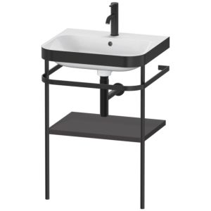 Duravit Happy D.2 Plus furniture washbasin combination HP4735O8080 57.5 x 49 cm, 1 tap hole, graphite super matt, with metal console