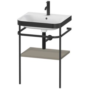 Combinaison lavabo pour meuble Duravit Happy D.2 Plus HP4735O9292 57,5 x 49 cm, 1 trou pour robinetterie, finition gris pierre satiné, avec console en métal