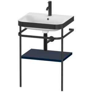 Combinaison lavabo pour meuble Duravit Happy D.2 Plus HP4735O9898 57,5 x 49 cm, 1 trou pour robinetterie, finition satinée bleu nuit, avec console en métal
