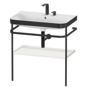 Combinaison lavabo pour meuble Duravit Happy D.2 Plus HP4737E3939 77,5 x 49 cm, 2 trous pour robinetterie, nordic blanc , avec console en métal