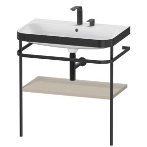 Combinaison lavabo Duravit Happy D.2 Plus HP4737E6060 77,5 x 49 cm, 2 trous pour robinetterie, finition taupe satiné, avec console en métal