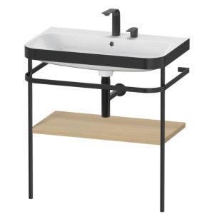 Duravit Happy D.2 Plus combinaison lavabo pour meuble HP4737E7171 77,5 x 49 cm, 2 trous pour robinetterie, chêne méditerranéen, avec console en métal