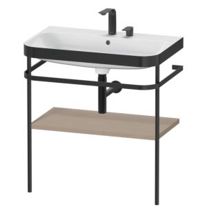 Duravit Happy D.2 Plus Möbelwaschtisch-Kombination HP4737E7575 77,5 x 49 cm, 2 Hahnlöcher, leinen, mit Metallkonsole
