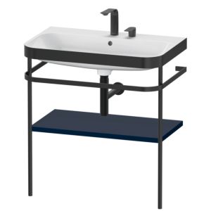 Combinaison lavabo pour meuble Duravit Happy D.2 Plus HP4737E9898 77,5 x 49 cm, 2 trous pour robinetterie, finition satinée bleu nuit, avec console en métal