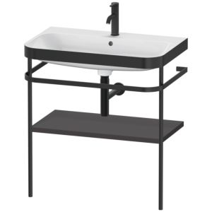 Duravit Happy D.2 Plus combinaison lavabo pour meuble HP4737O8080 77,5 x 49 cm, 1 trou pour robinetterie, graphite super mat, avec console en métal