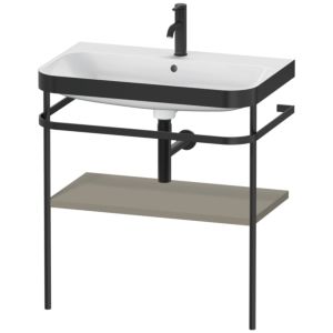 Combinaison lavabo pour meuble Duravit Happy D.2 Plus HP4737O9292 77,5 x 49 cm, 1 trou pour robinetterie, finition gris pierre satiné, avec console en métal