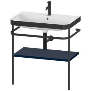 Combinaison lavabo pour meuble Duravit Happy D.2 Plus HP4737O9898 77,5 x 49 cm, 1 trou pour robinetterie, finition satinée bleu nuit, avec console en métal