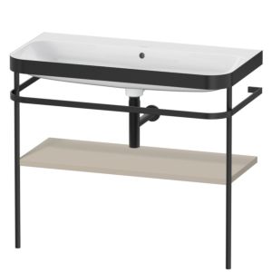 Combinaison lavabo pour meuble Duravit Happy D.2 Plus HP4738N6060 97,5 x 49 cm, sans trou pour robinetterie, finition taupe satinée, avec console en métal