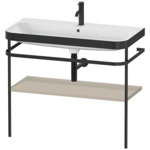 Combinaison lavabo pour meuble Duravit Happy D.2 Plus HP4738O6060 97,5 x 49 cm, 1 trou pour robinetterie, finition taupe satinée, avec console en métal