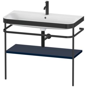 Duravit Happy D.2 Plus furniture washbasin combination HP4738O9898 97.5 x 49 cm, 1 tap hole, midnight blue satin finish, with metal console