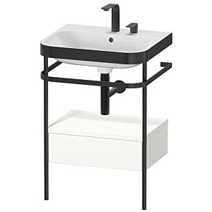 Duravit Happy D.2 Plus Möbelwaschtisch-Kombination HP4740E3636 57,5 x 49 cm, 2 Hahnlöcher, weiß seidenmatt, mit Metallkonsole