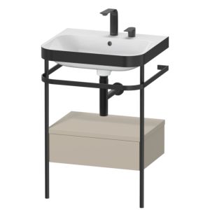 Duravit Happy D.2 Plus vanity combination HP4740E6060 57.5 x 49 cm, 2 tap holes, taupe satin finish, with metal console