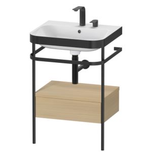 Duravit Happy D.2 Plus furniture washbasin combination HP4740E7171 57.5 x 49 cm, 2 tap holes, Mediterranean oak, with metal console