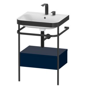 Duravit Happy D.2 Plus furniture washbasin combination HP4740E9898 57.5 x 49 cm, 2 tap holes, midnight blue satin finish, with metal console