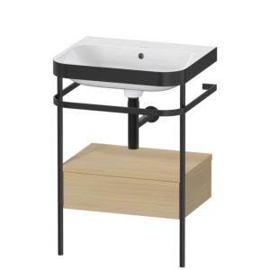 Duravit Happy D.2 Plus furniture washbasin combination HP4740N7171 57.5 x 49 cm, without tap hole, Mediterranean oak, with metal console