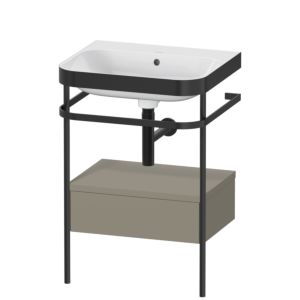 Duravit Happy D.2 Plus furniture washbasin combination HP4740N9292 57.5 x 49 cm, without tap hole, stone gray satin finish, with metal console