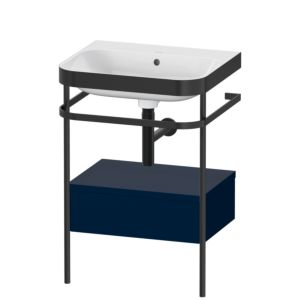 Combinaison lavabo pour meuble Duravit Happy D.2 Plus HP4740N9898 57,5 x 49 cm, sans trou pour robinetterie, finition satinée bleu nuit, avec console en métal