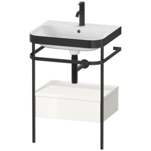 Combinaison lavabo pour meuble Duravit Happy D.2 Plus HP4740O2222 57,5 x 49 cm, 1 trou pour robinet, brillant blanc , avec console en métal