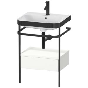 Duravit Happy D.2 Plus furniture washbasin combination HP4740O3636 57.5 x 49 cm, 1 tap hole, white satin finish, with metal console