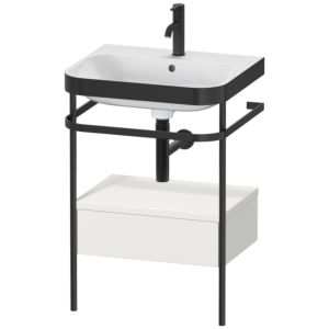 Combinaison lavabo pour meuble Duravit Happy D.2 Plus HP4740O3939 57,5 x 49 cm, 1 trou pour robinetterie, nordic blanc , avec console en métal