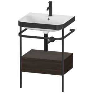 Duravit Happy D.2 Plus Möbelwaschtisch-Kombination HP4740O6969 57,5 x 49 cm, 1 Hahnloch, nussbaum gebürstet, mit Metallkonsole