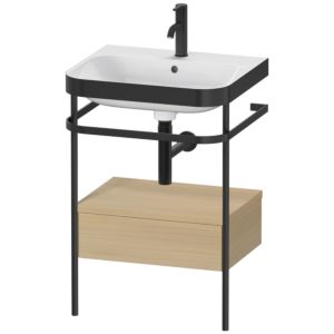 Duravit Happy D.2 Plus combinaison lavabo pour meuble HP4740O7171 57,5 x 49 cm, 1 trou pour robinetterie, chêne méditerranéen, avec console en métal